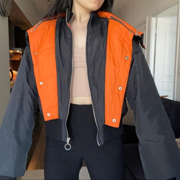 Bomber jacket with big orange collar detail - Picture 3 of 11
